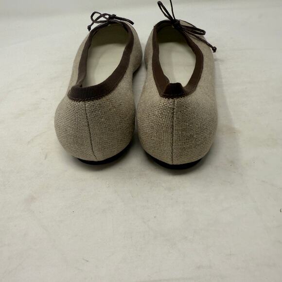 Elie Tahari Linen Canvas & Brown Leather Cap Toe Ballet Flats Size EU 40 - Picture 7 of 11